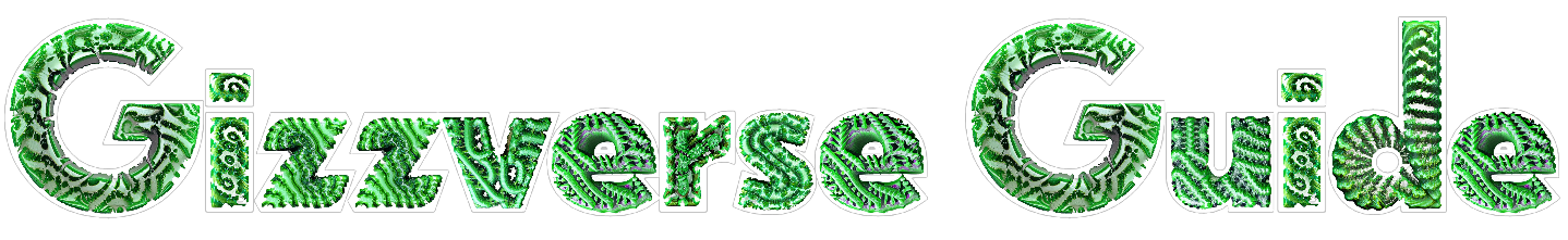 Gizzverse Guide logo stylized with a fractal vortex pattern in the shade of green