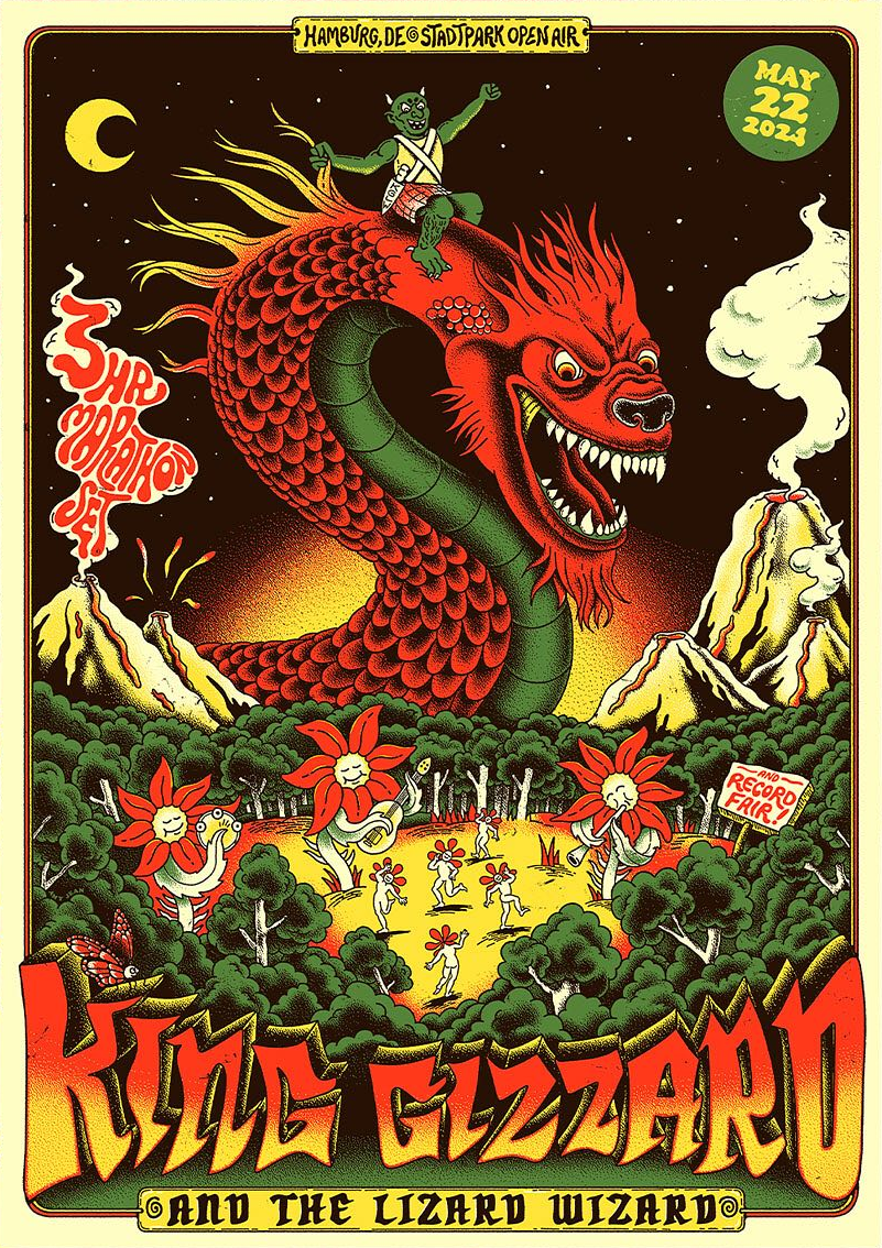 poster art for King Gizzard 5/20/2024 @ Columbiahalle in Berlin, Germany