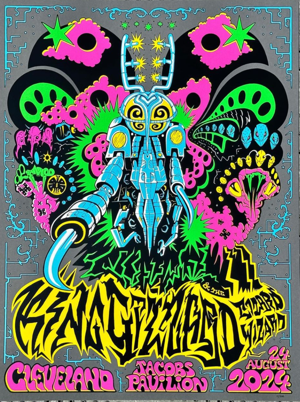 poster art by Jason Galea: electric robot moth/wasp about to fuck shit up